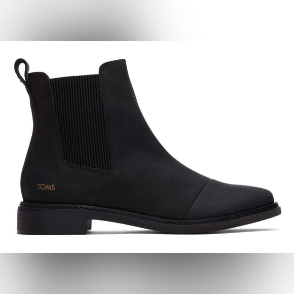 Toms Charlie Black Leather Boots 7.5 - Picture 6 of 6